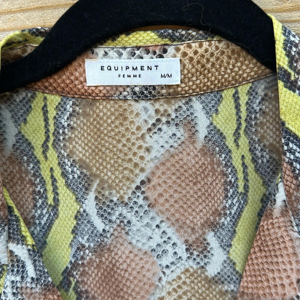 Equipment Silk Python Print Sleeveless Button Dow… - image 2